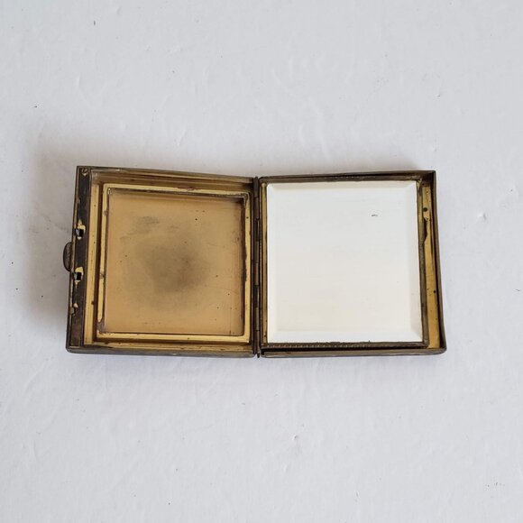 Vintage Antique PORTE CIGARETTE Holder Case Compact Square with Mirror - Picture 5 of 11
